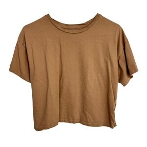 ISA & ELLA Organic Cotton Boxy Crop Tee XL Brown Minimalist Earthy Sustainable